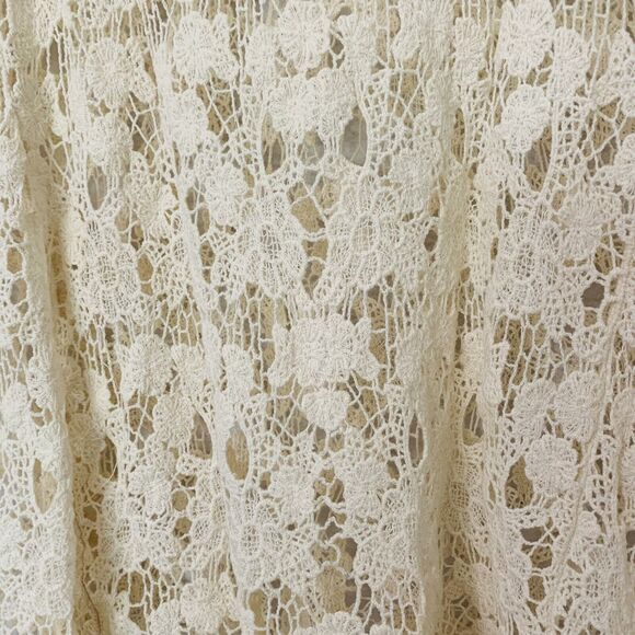 Blouse Woman Large Ivory Crochet Scallop Edge Sheer Razorback Sleeveless Cottage - Picture 6 of 7